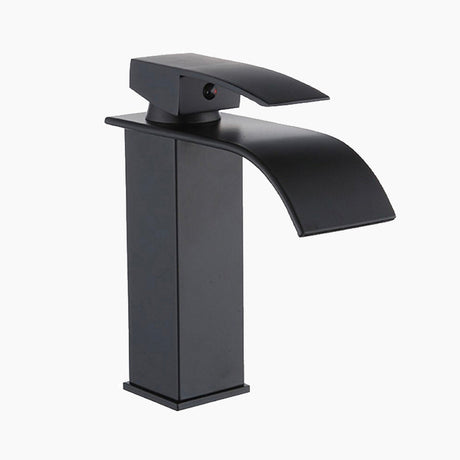 Modern Waterfall Basin Faucet  Matte Black Single Handle Design - Product showcase