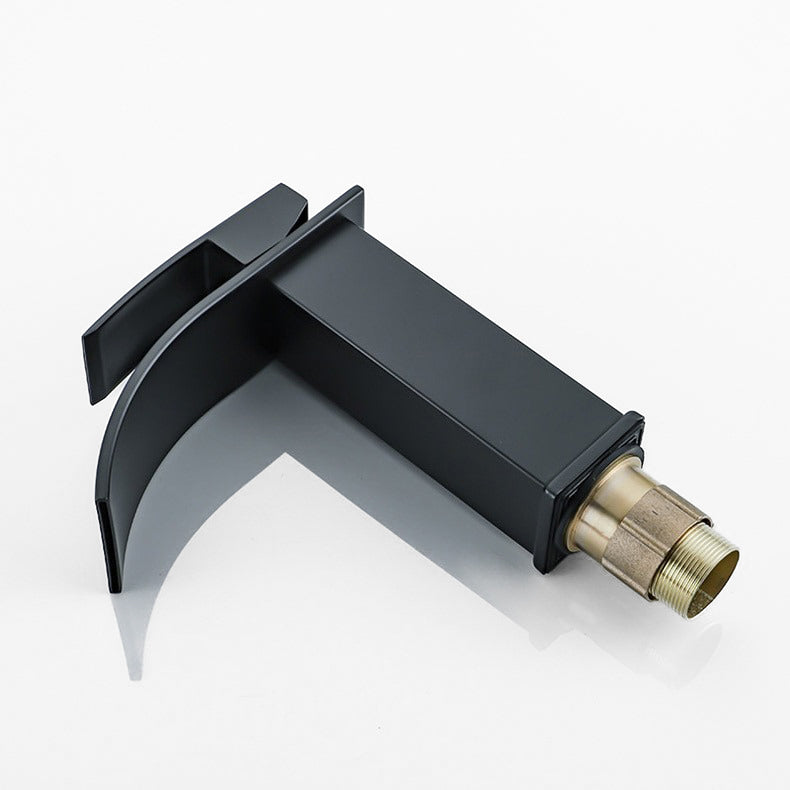 Modern Waterfall Basin Faucet  Matte Black Single Handle Design - Product example
