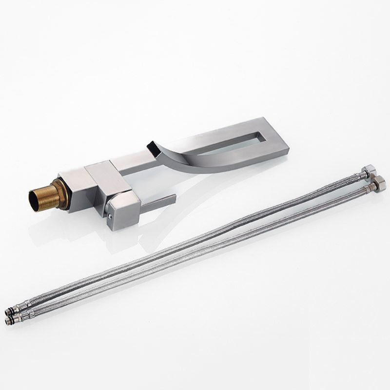 Modern Bathroom Faucet  Brushed Steel Single Handle Design - Detailed view
