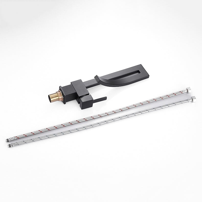 Modern Bathroom Faucet  Matte Black Square Design - Detailed view