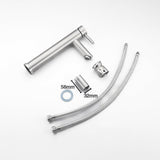 Modern Tall Basin Faucet  Brushed Stainless Steel Design - Detailed view