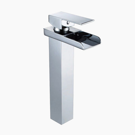 Waterfall Bathroom Faucet  Chrome Tall Single Handle Design - Product showcase