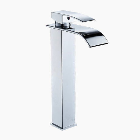 Waterfall Bathroom Faucet  Tall Chrome Vessel Mixer - Product showcase