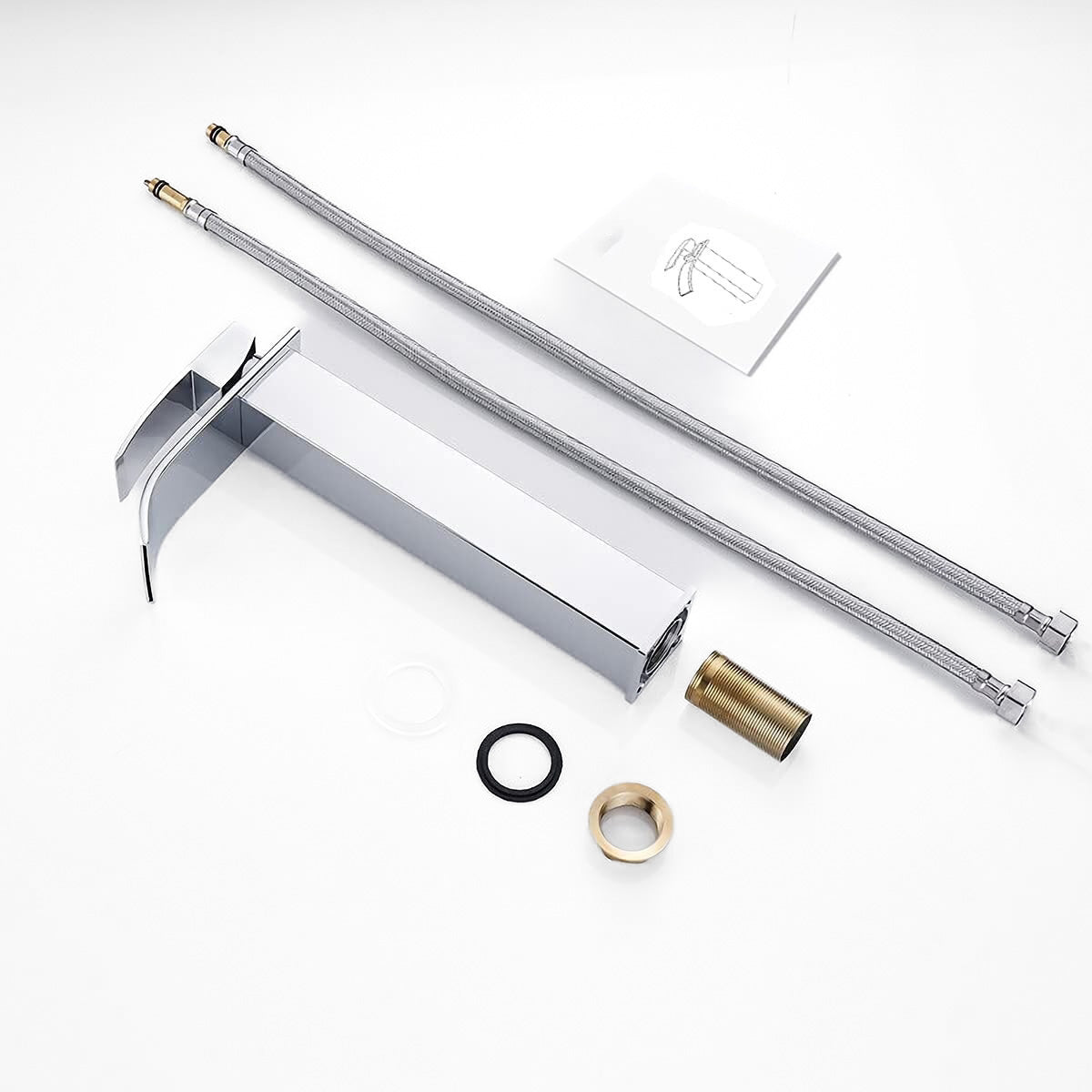 Waterfall Bathroom Faucet  Tall Chrome Vessel Mixer - Product example