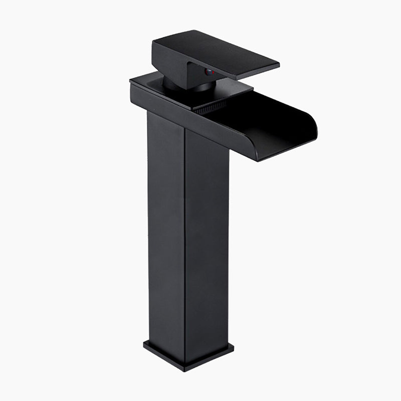 Modern Waterfall Basin Faucet  Matte Black Tall Design - Product showcase
