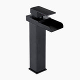 Modern Waterfall Basin Faucet  Matte Black Tall Design - Product showcase