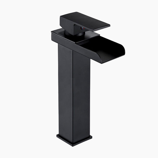 Modern Waterfall Basin Faucet  Matte Black Tall Design - Product showcase
