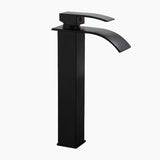 Modern Waterfall Faucet  Matte Black Vessel Sink Mixer - Product showcase