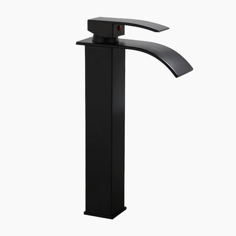 Modern Waterfall Faucet  Matte Black Vessel Sink Mixer - Product showcase