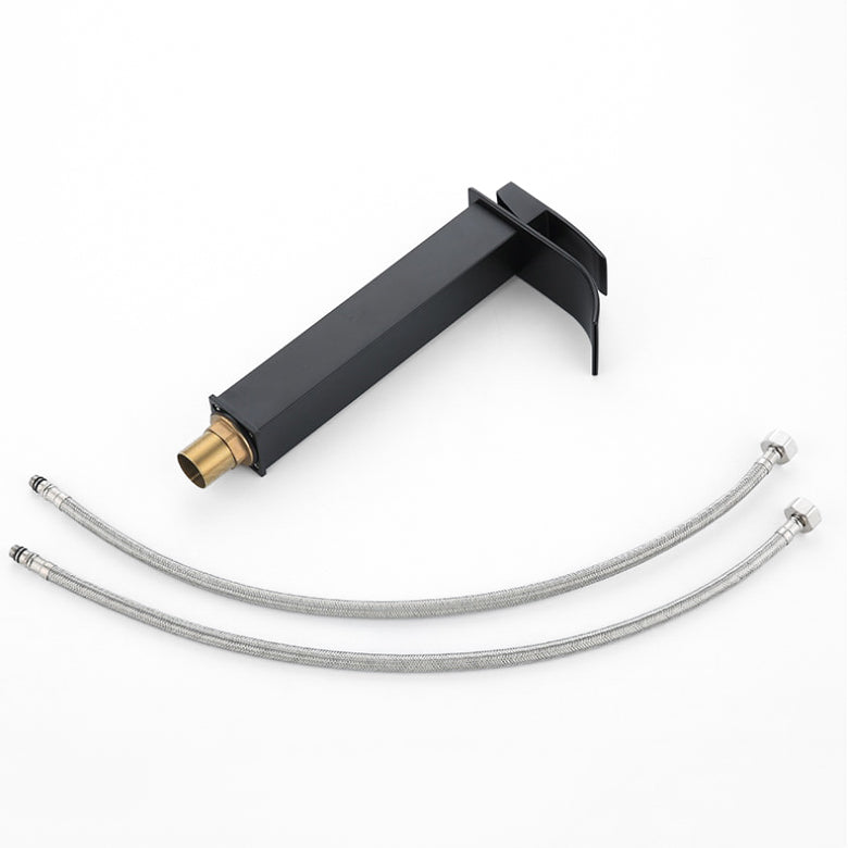 Modern Waterfall Faucet  Matte Black Vessel Sink Mixer - Detailed view
