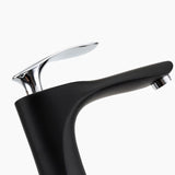 Modern Tall Basin Faucet  Matte Black Chrome Finish - Detailed view