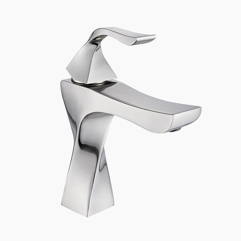 Modern Bathroom Faucet  Sculptural Brushed Steel Design - Product showcase
