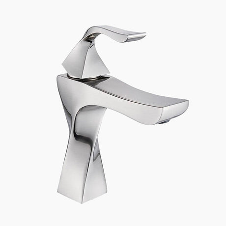 Modern Bathroom Faucet  Sculptural Brushed Steel Design - Product showcase