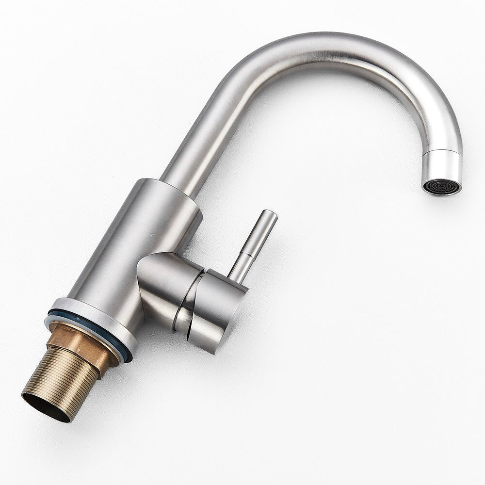 Modern Basin Mixer Tap  Brushed Steel Gooseneck Design - Product example