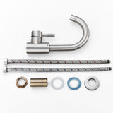 Modern Basin Mixer Tap  Brushed Steel Gooseneck Design - Detailed view