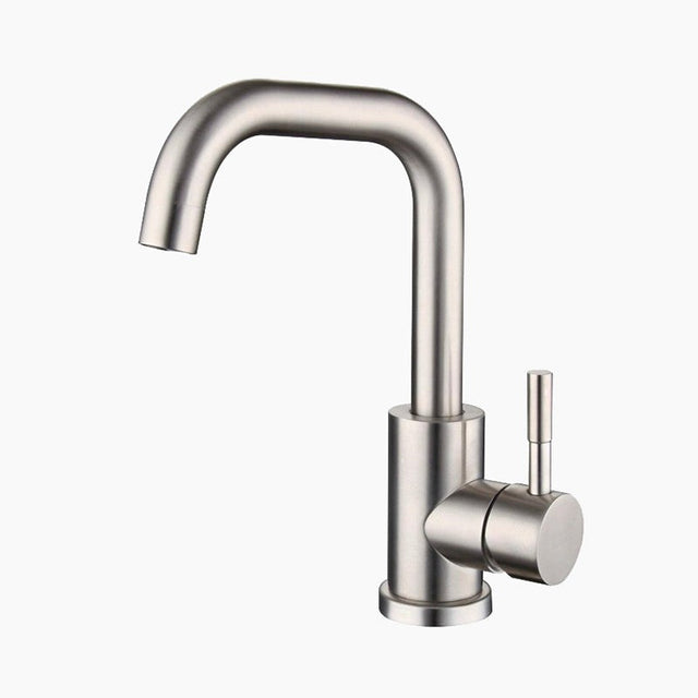 Modern Bathroom Faucet  Brushed Steel Single Handle Design - Product showcase