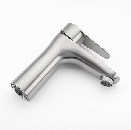 Modern Bathroom Faucet  Brushed Steel Single Handle Design - Product example