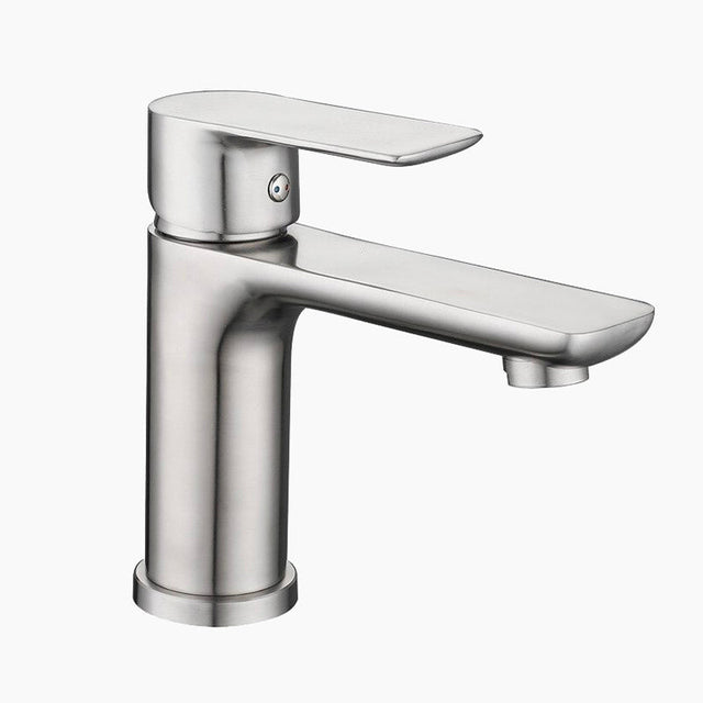Modern Bathroom Faucet  Brushed Steel Single Handle Design - Product showcase