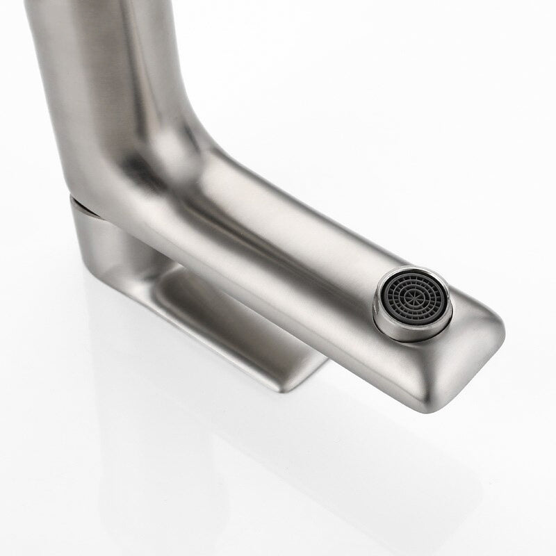 Modern Bathroom Faucet  Brushed Steel Single Handle Design - Detailed view