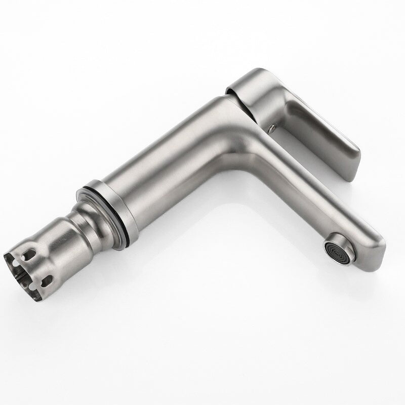 Modern Bathroom Faucet  Brushed Steel Single Handle Design - Product example