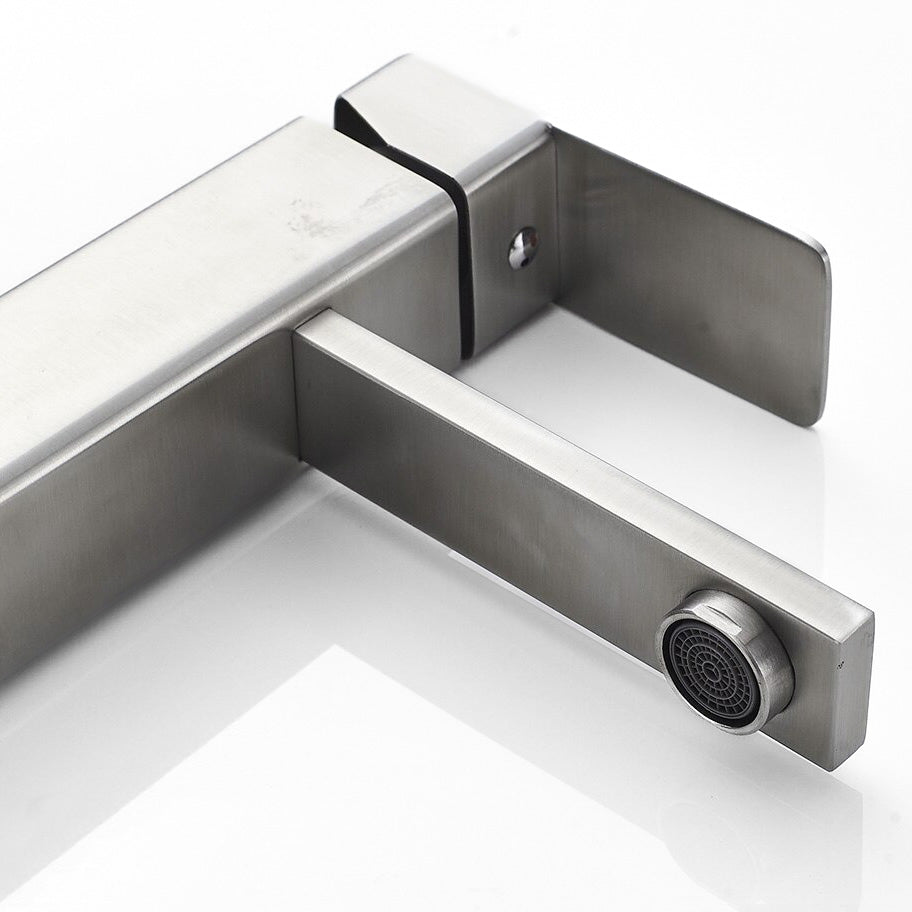 Modern Bathroom Faucet  Brushed Stainless Steel Square Design - Product detail 4