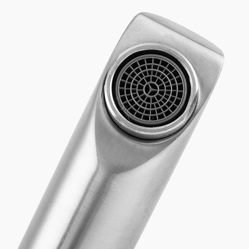 Modern Bathroom Faucet  Brushed Stainless Steel Single Handle - Detailed view