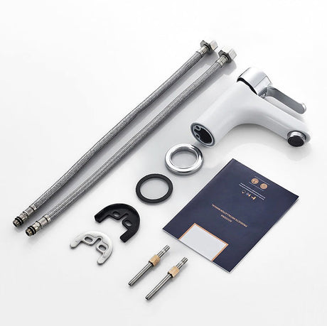 Modern Bathroom Faucet  White Zinc Alloy Single Handle - Product detail 4