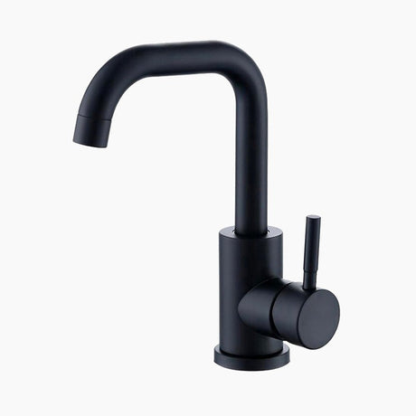 Modern Basin Mixer Tap  Matte Black Gooseneck Design - Product showcase