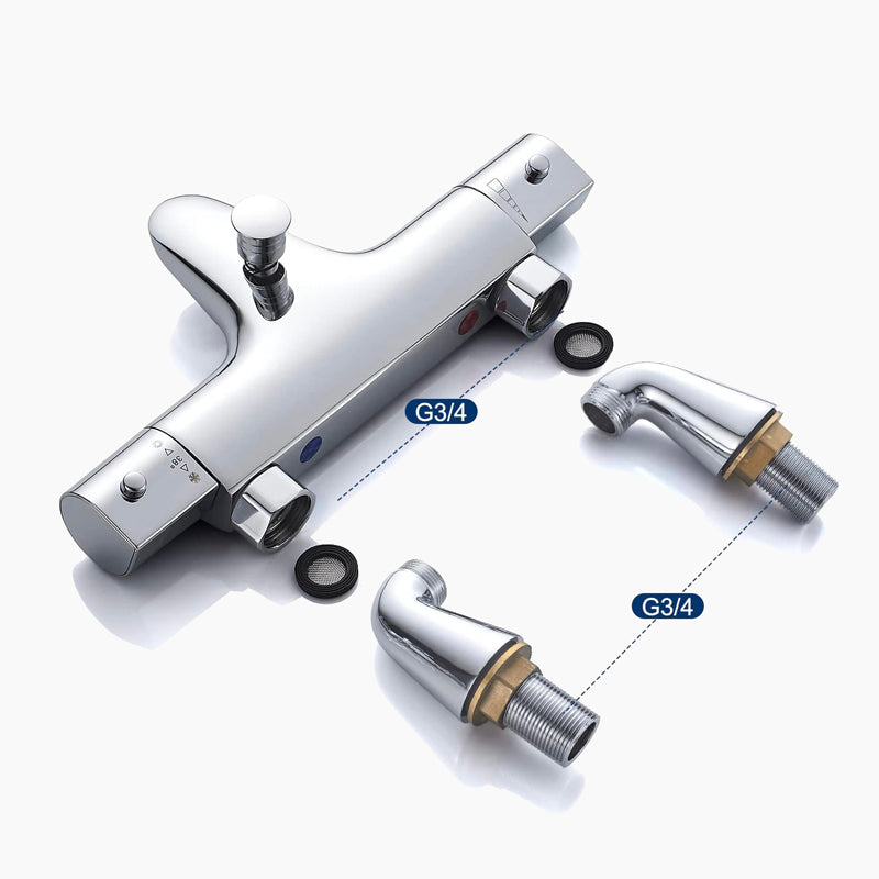 Thermostatic Bath Faucet  Chrome Deck Mount Design - Detailed view