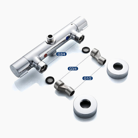Thermostatic Shower Mixer  Dual Output Chrome Design - Detailed view