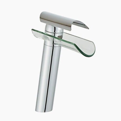 Glass Waterfall Bathroom Faucet  Chrome Vessel Mixer Tap - Product showcase