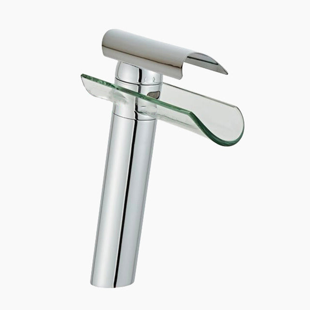 Glass Waterfall Bathroom Faucet  Chrome Vessel Mixer Tap - Product showcase