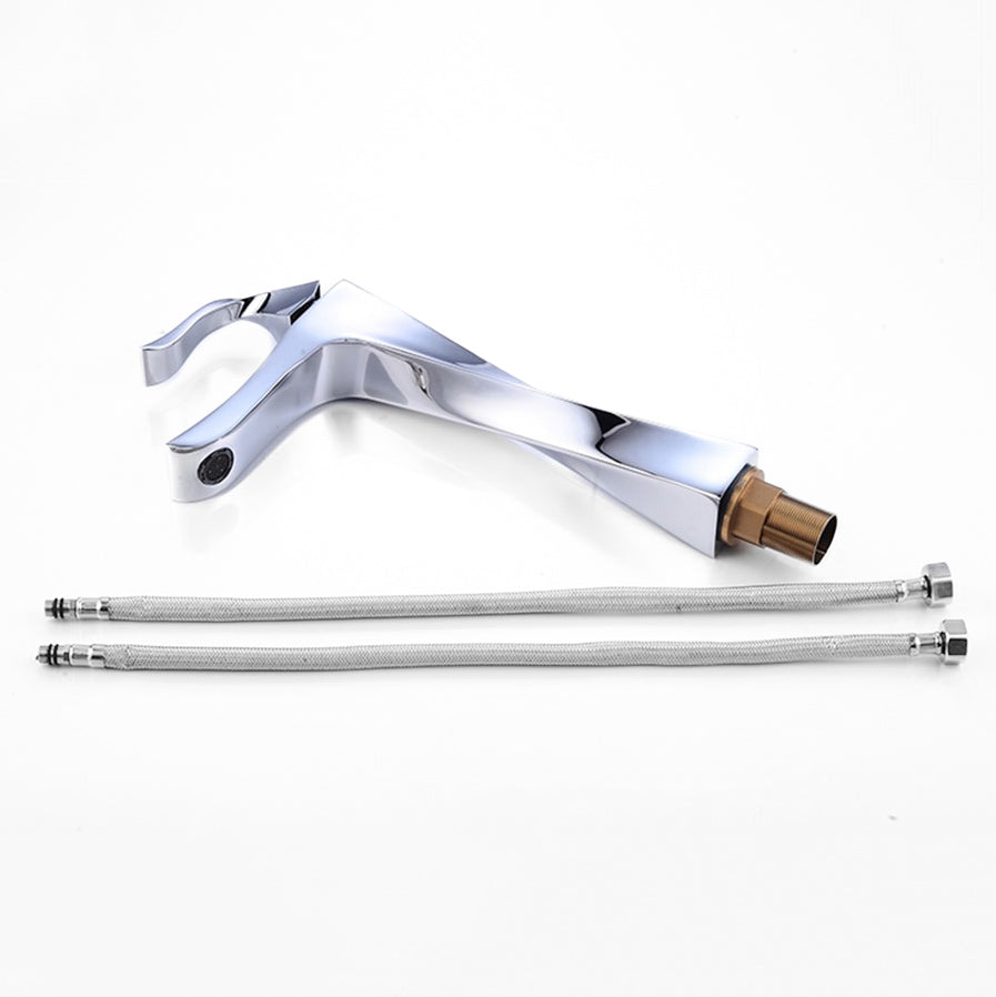 Modern Bathroom Faucet  Twisted Chrome Design - Detailed view