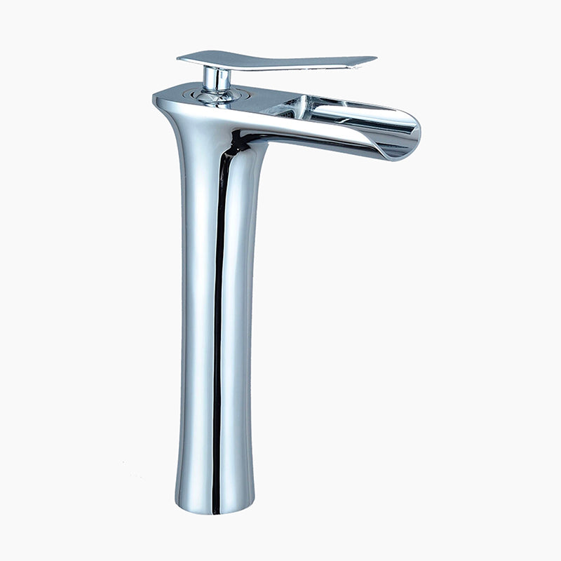 Waterfall Basin Faucet  Tall Chrome Single Handle Design - Product showcase