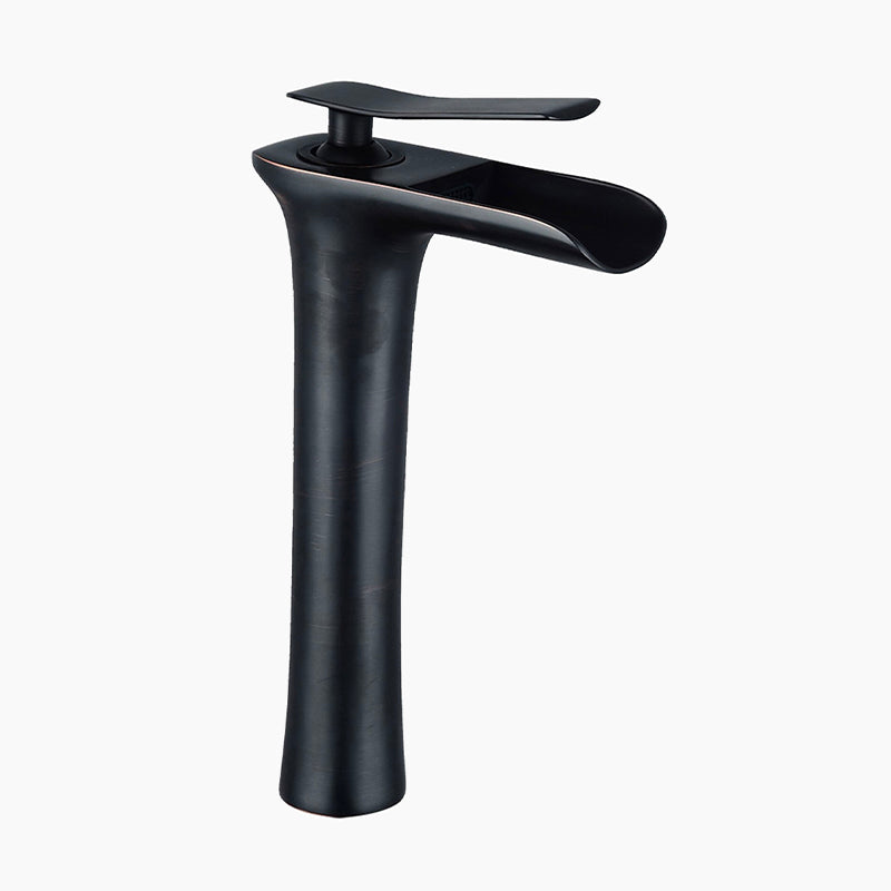 Modern Waterfall Faucet  Matte Black Brass Basin Mixer - Product showcase