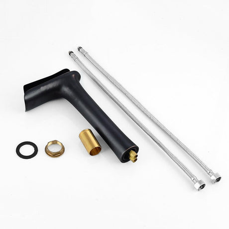 Modern Waterfall Faucet  Matte Black Brass Basin Mixer - Product detail 4