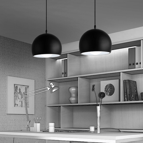 Modern Dome Pendant Light  Matte Black Aluminum Design - Product example