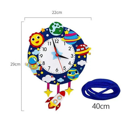 Space Theme Kids Wall Clock  Astronaut Planet Design - Product example