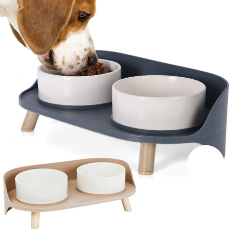 Elevated Pet Food Bowl Set  Ergonomic Raised Feeding Station - Product showcase