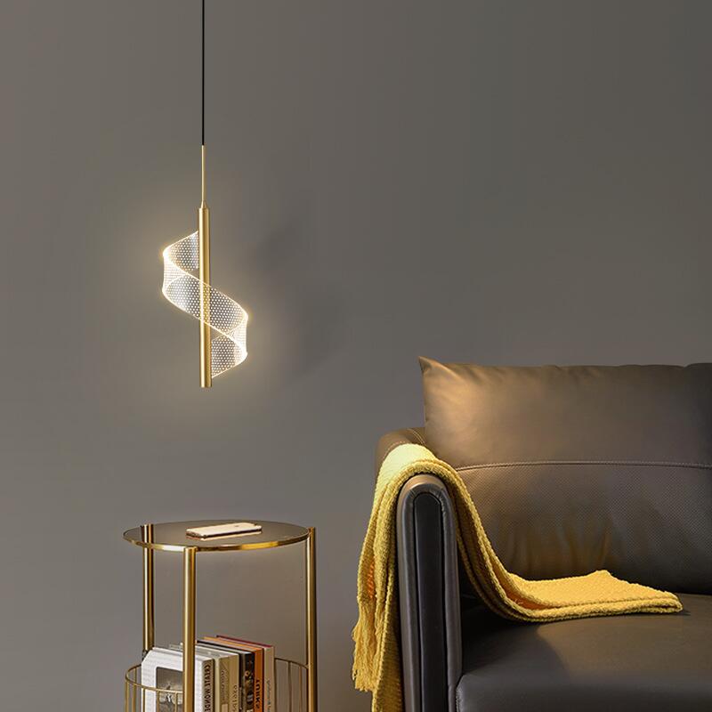 Modern LED Pendant Light  Spiral Gold Metal Design - Product detail 6