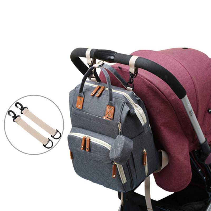 Quilted Diaper Backpack  Large Capacity With Leather Accents - Product detail 4