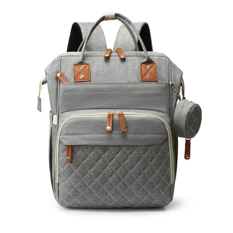 Quilted Diaper Backpack  Large Capacity With Leather Accents - Product detail 5