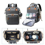 Quilted Diaper Backpack  Large Capacity With Leather Accents - Detailed view