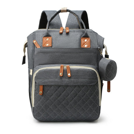 Quilted Diaper Backpack  Large Capacity With Leather Accents - Product showcase