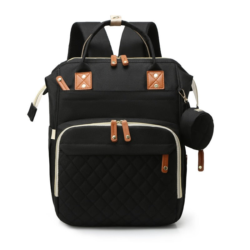 Quilted Diaper Backpack  Large Capacity With Leather Accents - Product detail 6