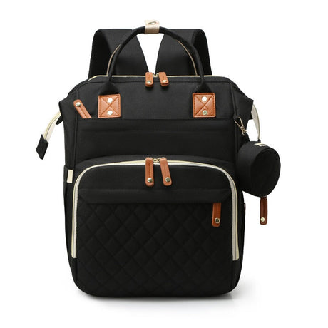 Quilted Diaper Backpack  Large Capacity With Leather Accents - Product detail 6