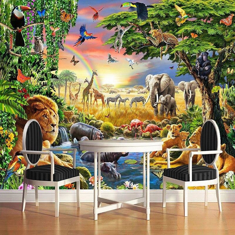 Safari Animals Wallpaper brightening up a daycare space