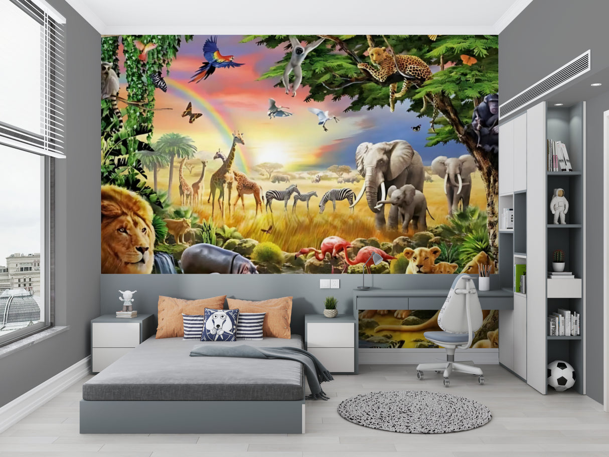 Wildlife Mural creating an adventure zone in a pediatric waiting room