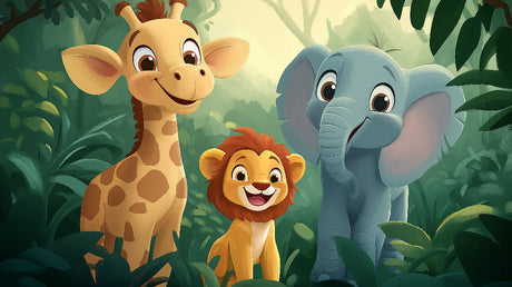 Safari Animals Wallpaper design file showing detailed cartoon jungle characters and pattern layout