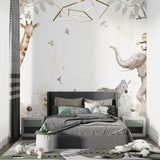 Kids bedroom featuring Safari Animal Mural with reading nook and natural lighting